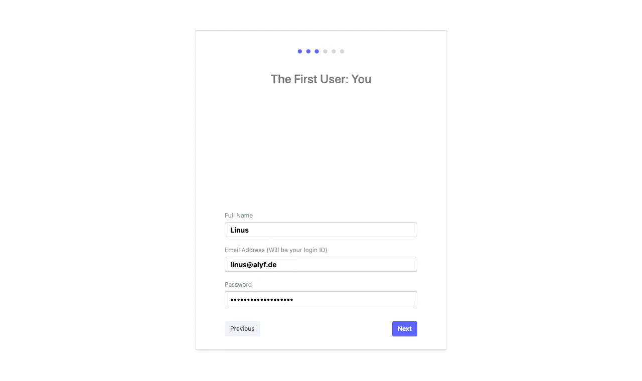 Setup Wizard: Benutzer